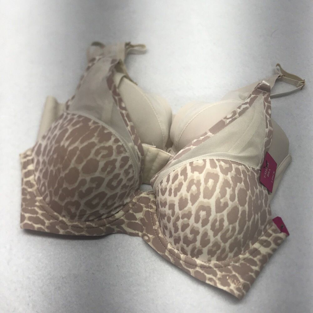 Vince Camuto 2 Pack T-shirt Bras Size 34B w/Comfort Straps NWT Leopard Cream